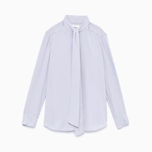 Aritzia Babaton Piero Long Sleeve Bow Blouse Size Small Periwinkle